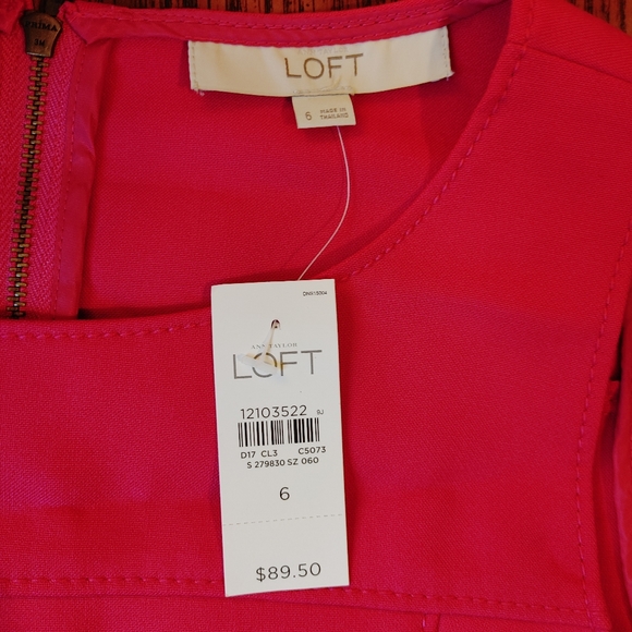NEW bright pink LOFT sheath midi dress - Picture 4 of 9